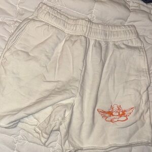 Boys Lie V2 Sweat Shorts White Shorts with Orange Detail